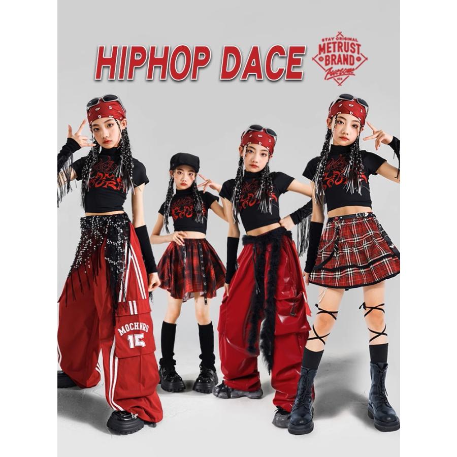 ももも 靴衣装セット ダンス衣装 ガールズ 赤 黒 衣装 派手 K-POP 韓国 ジャズ セットアップ