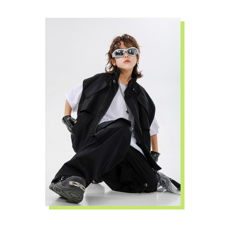 ヒップホップ ダンス衣装 セットアップ ベージュ ブラック キッズ