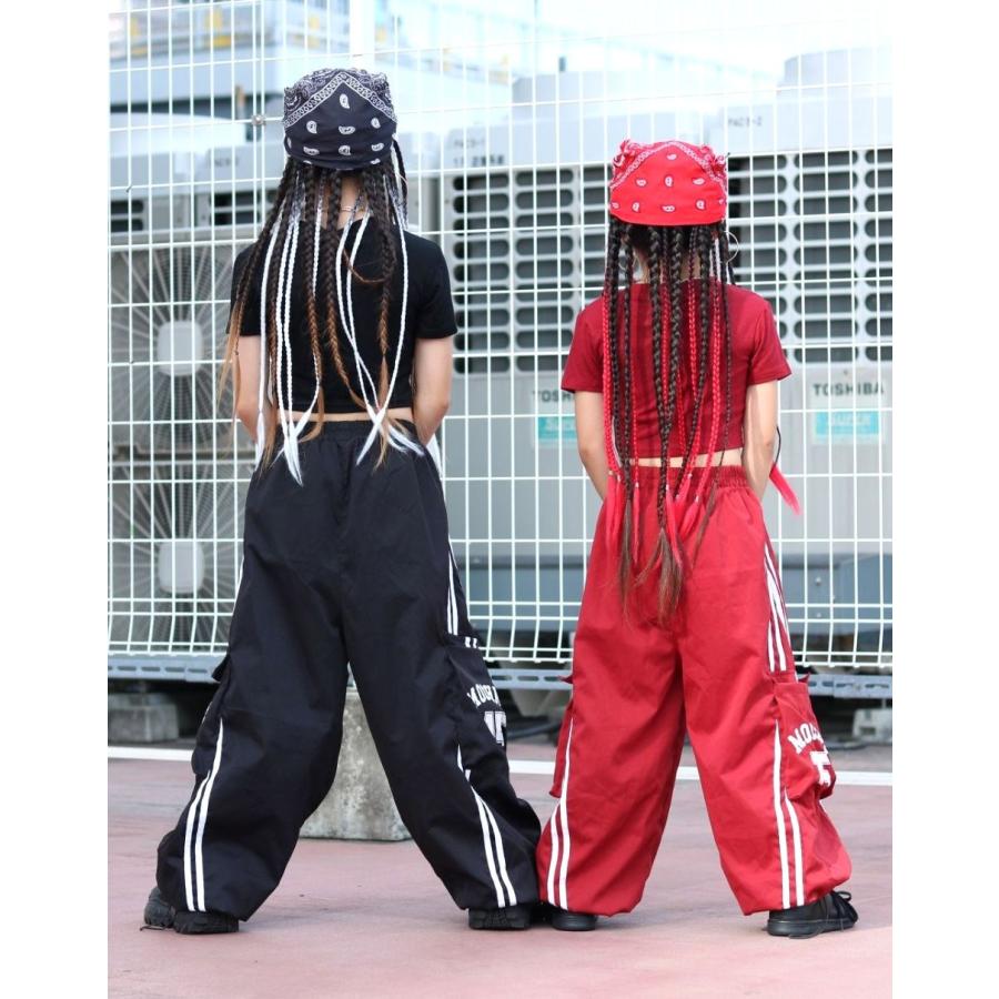ヒップホップ ダンス衣装 ガールズ K-POP 韓国 黒 赤 キッズダンス衣装