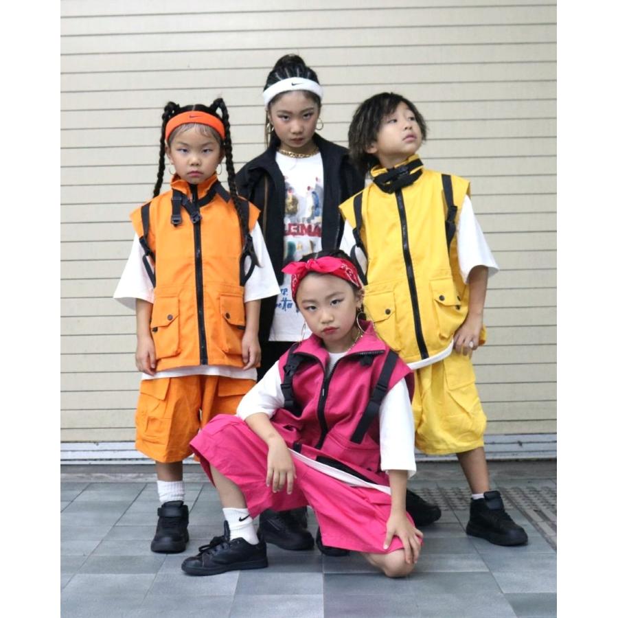 ヒップホップ ダンス衣装 セットアップ 黒 黄色 オレンジ ピンク