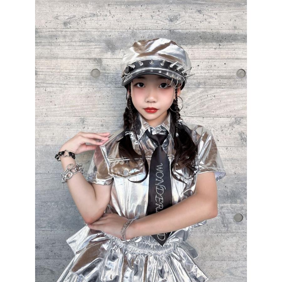 キッズダンス衣装 セットアップ 制服風 メタリック ガールズ ヒップ