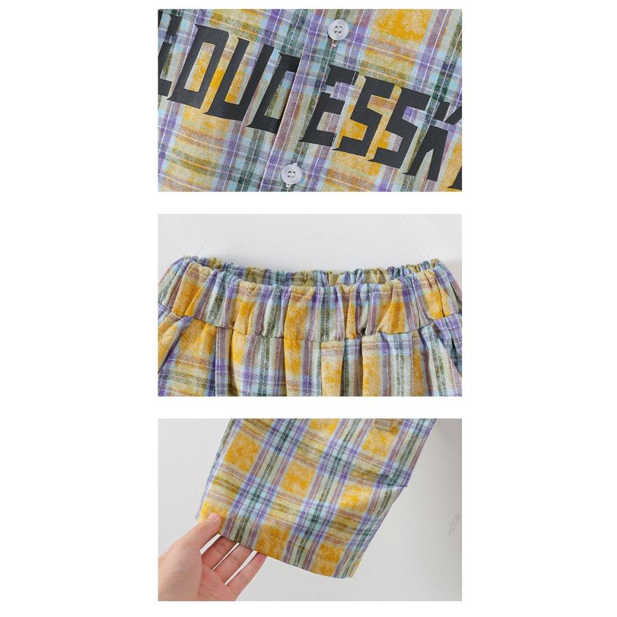キッズダンス衣装 セットアップ チェックシャツ チェックパンツ ヒップ