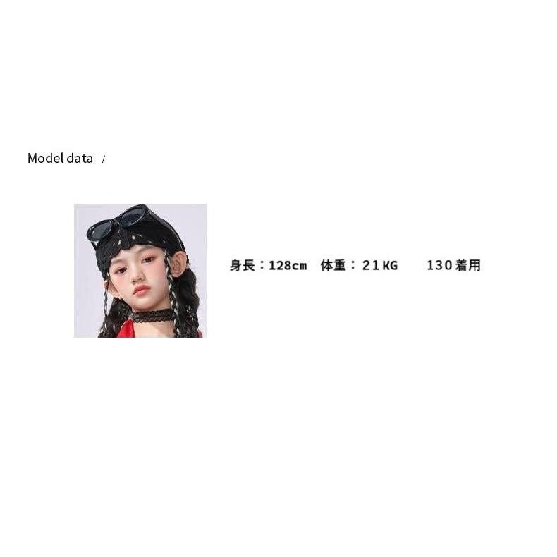 ダンス衣装 赤 黒 ジャズ ヒップホップ ガールズ チュニック レース
