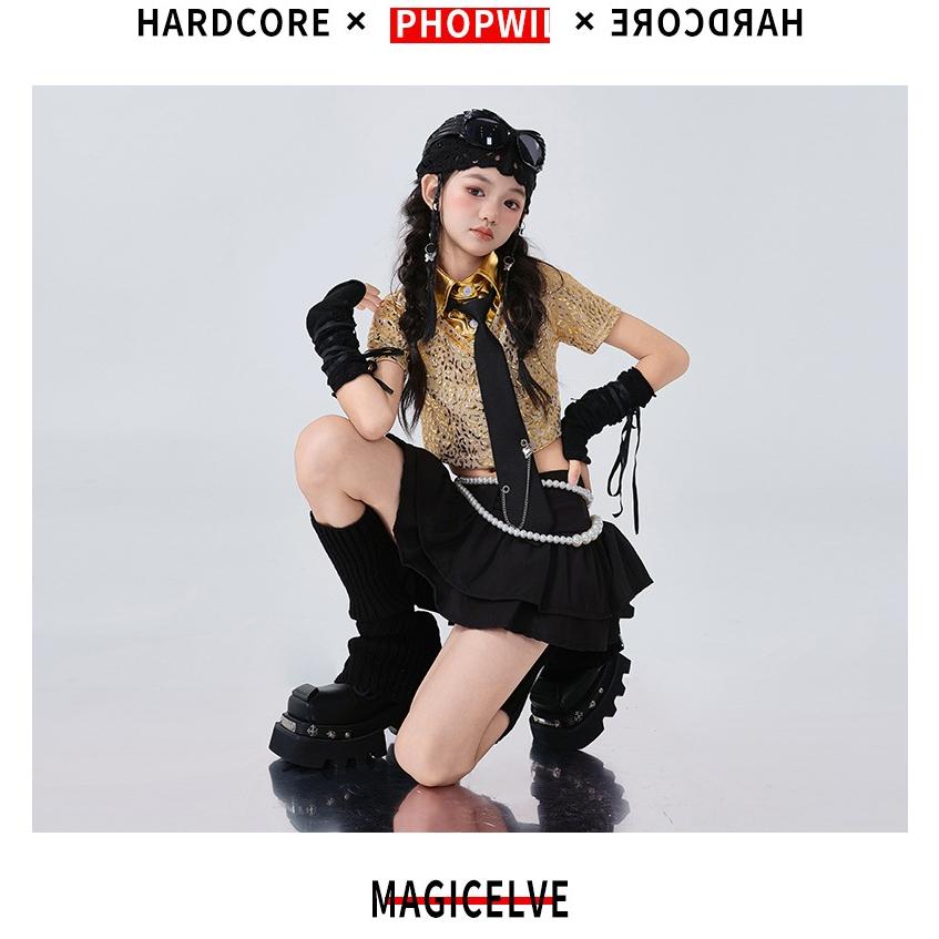 ダンス衣装 ガールズ 衣装 ゴールド ブラック ブラウン 派手 K-POP