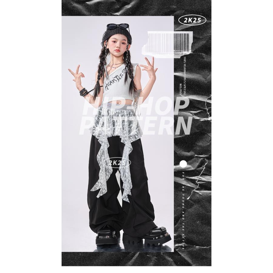 ダンス衣装 黒 白 ガールズ ヒップホップ 衣装 K-POP 韓国 ジャズ