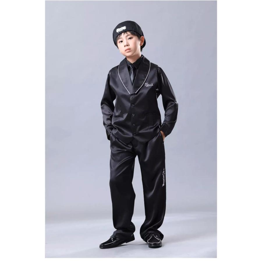 社交ダンス衣装 セットアップ ブラック ロックダンス衣装 キッズ ダンス衣装 セットアップ 子供ダンス衣装