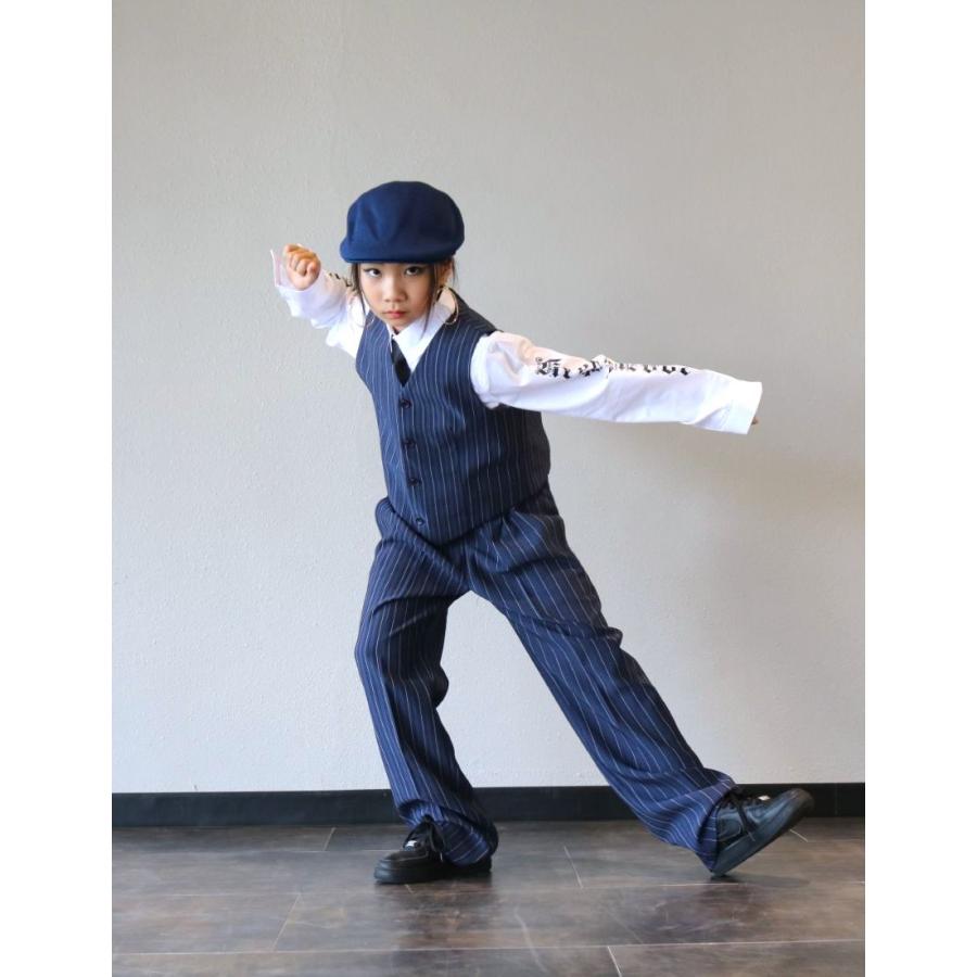 社交ダンス　ネイビーのセットアップ ロックダンス衣装 ポップダンス キッズ ダンス衣装 セットアップ