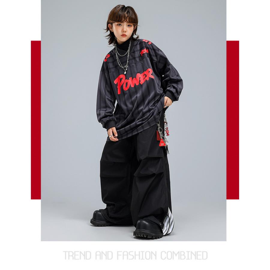 ヒップホップ 衣装 黒 ナンバリングストライプTシャツ パンツ キッズ