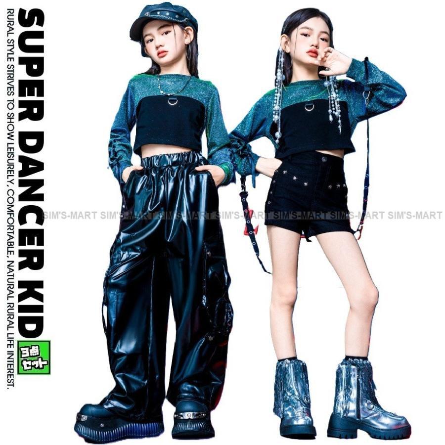 キッズダンス衣装 セットアップ ヒップホップ 衣装 ガールズ へそ出し
