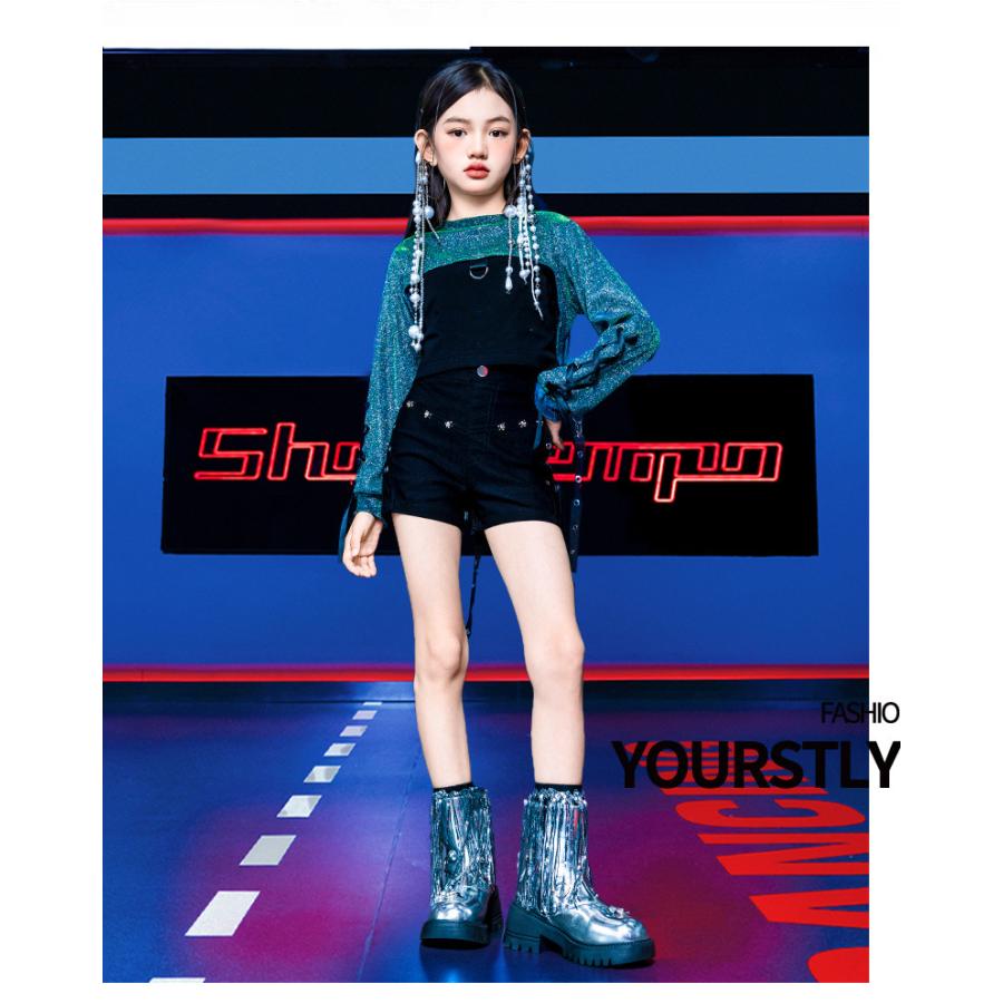 キッズダンス衣装 セットアップ ヒップホップ 衣装 ガールズ へそ出し