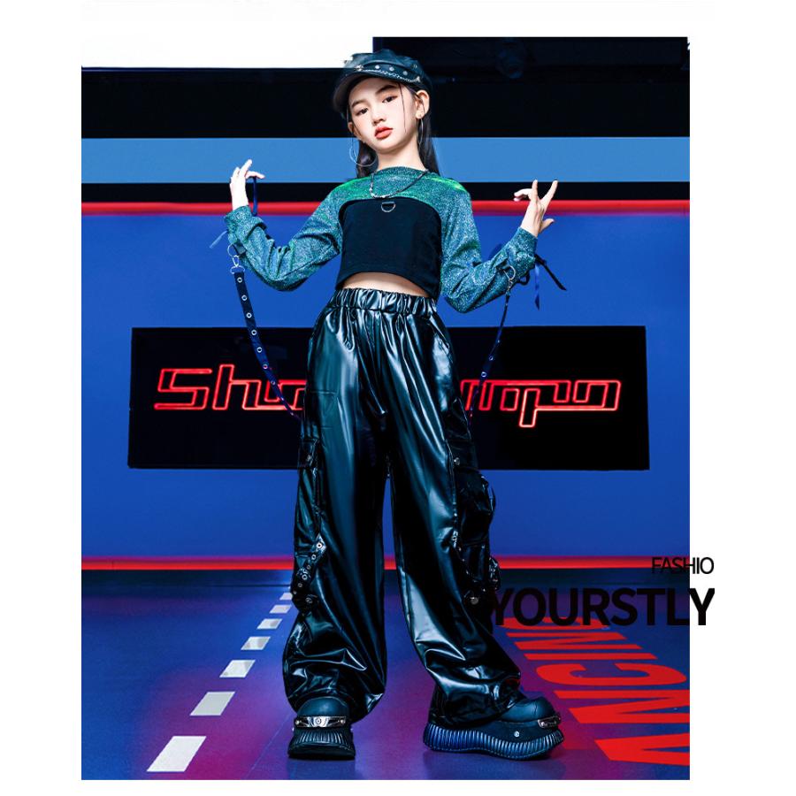 キッズダンス衣装 セットアップ ヒップホップ 衣装 ガールズ へそ出し
