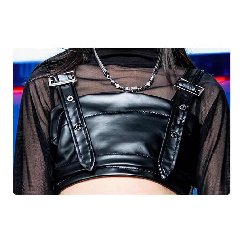ダンス衣装 ガールズ 衣装 かっこいい 黒 レザー K-POP 韓国
