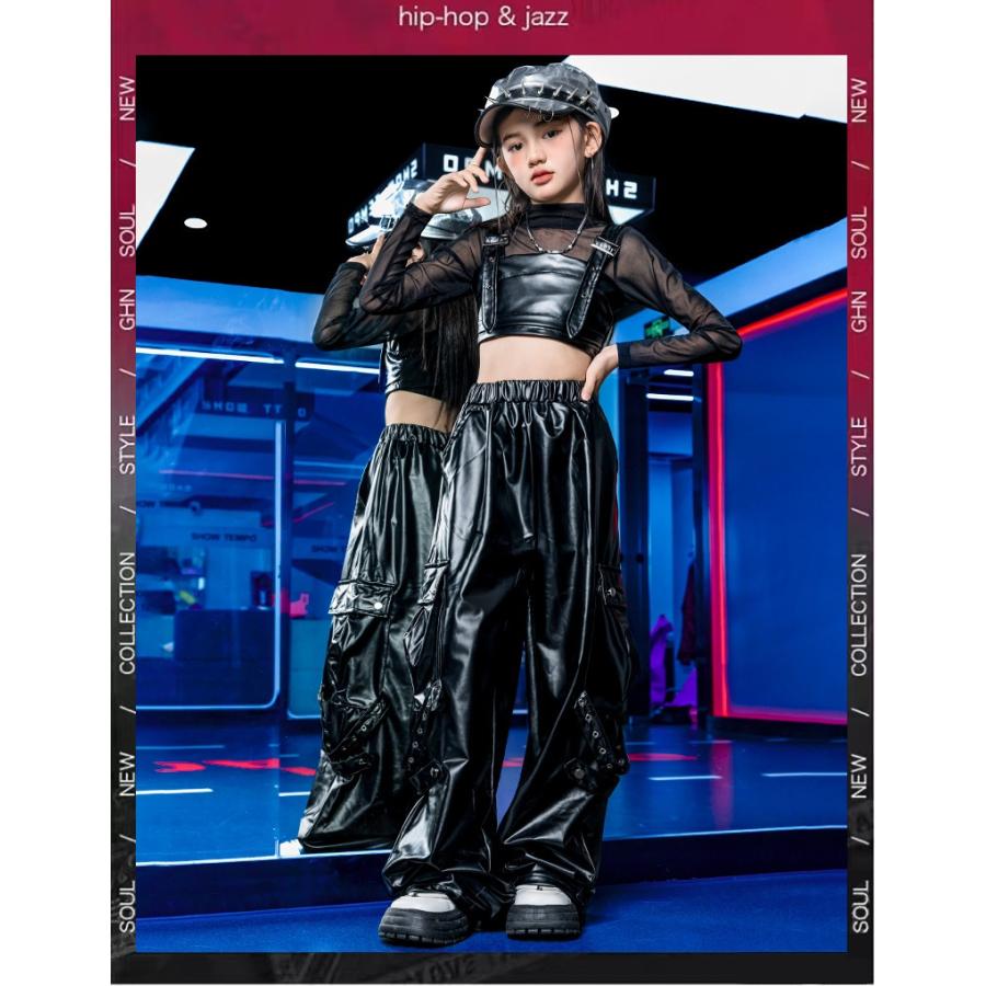 ダンス衣装 ガールズ 衣装 かっこいい 黒 レザー K-POP 韓国