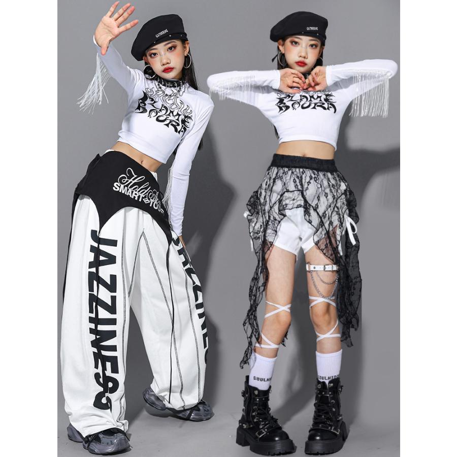 ダンス衣装 白 ガールズ ヒップホップ 衣装 K-POP 韓国 ジャズ