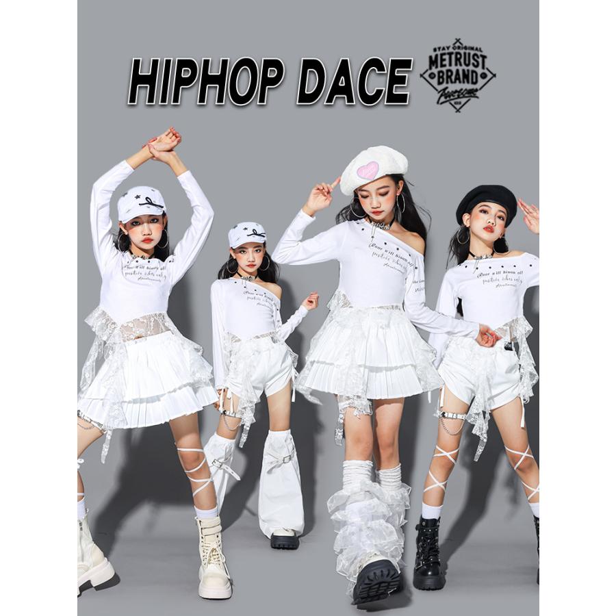 ダンス衣装 ガールズ 衣装 白 K-POP 韓国 ジャズ キッズダンス衣装