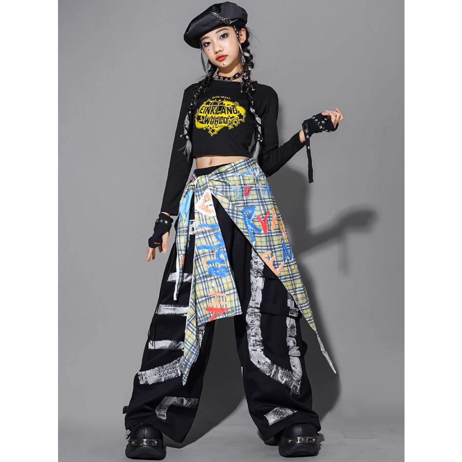 キッズダンス衣装 セットアップ 黄色 黒 男の子 ガールズ ヒップホップ