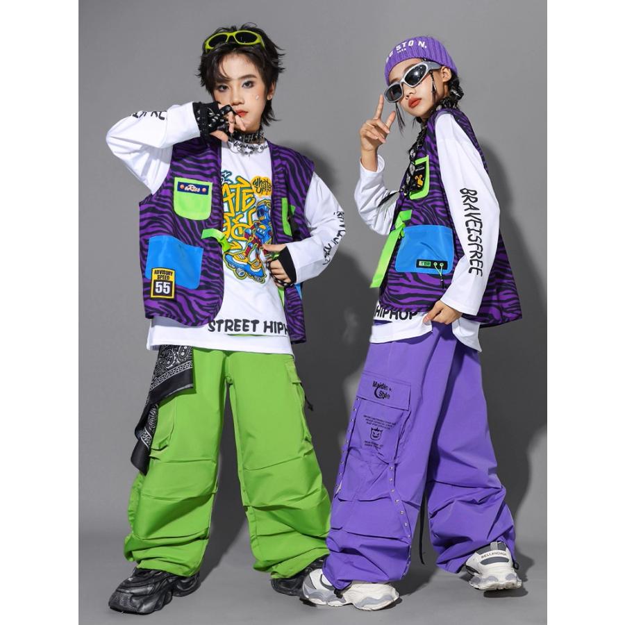 ヒップホップ 衣装 キッズダンス衣装 セットアップ 子供ダンス服 派手
