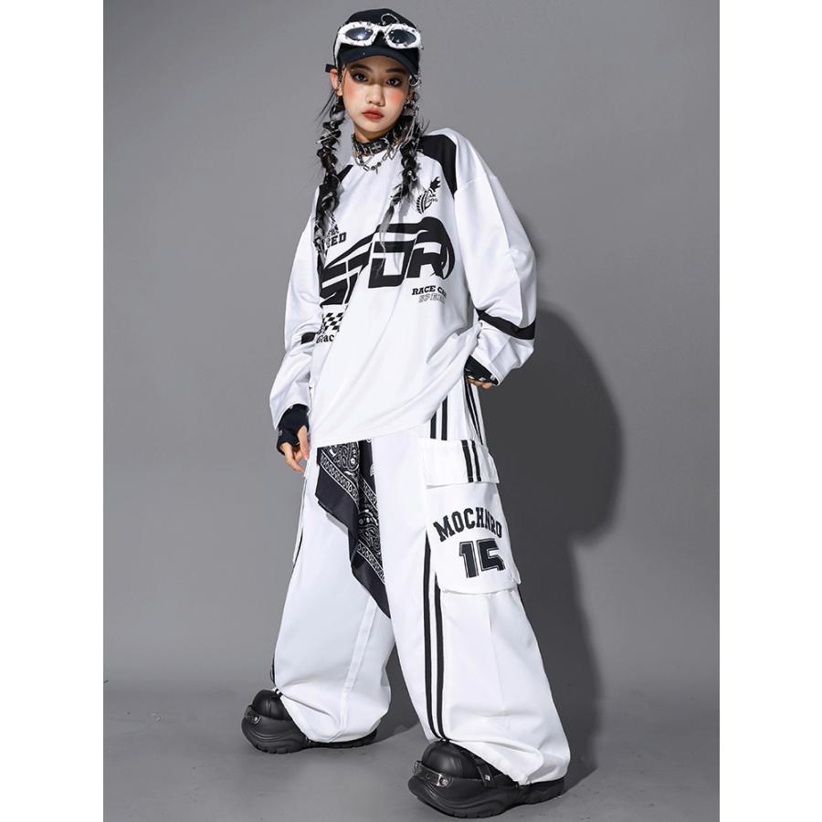 ヒップホップ 衣装 白 黒 キッズダンス衣装 セットアップ 韓国 子供