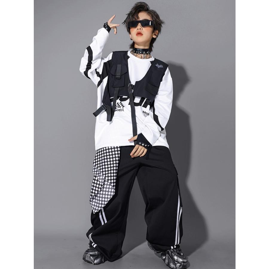 ヒップホップ 衣装 白 黒 キッズダンス衣装 セットアップ 韓国 子供