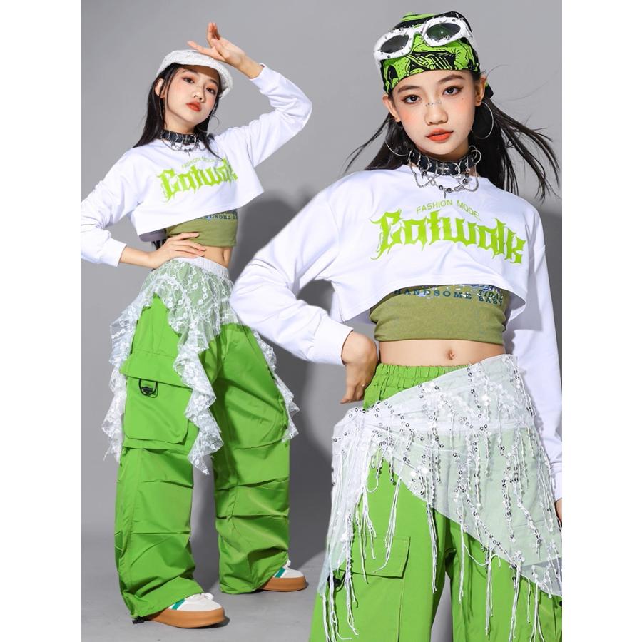 ガールズ ヒップホップ ダンス衣装 セットアップ へそ出し トップス