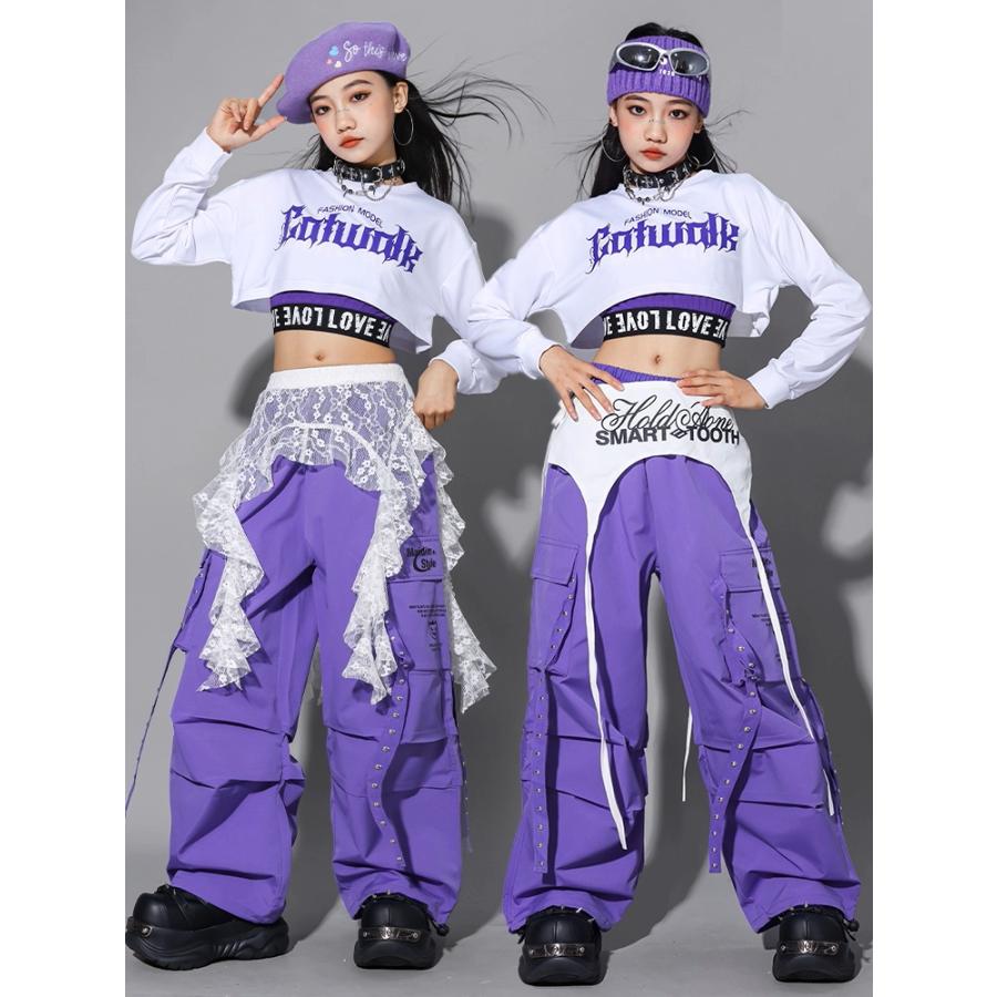 ガールズ ヒップホップ ダンス衣装 セットアップ へそ出し トップス