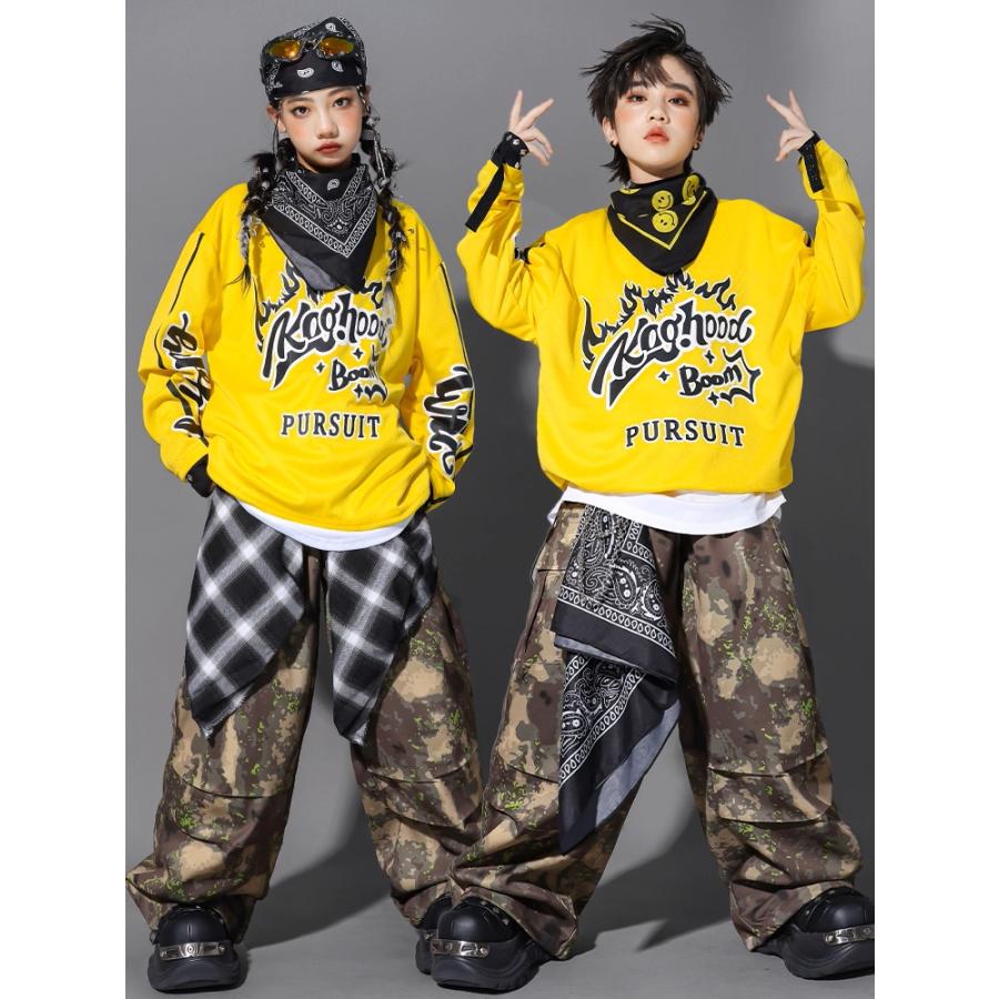 キッズダンス衣装 セットアップ 迷彩 カモフラージュ ヒップホップ