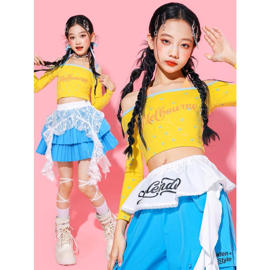 ダンス衣装 キッズ セットアップ チアダンス ガールズ ヒップホップ