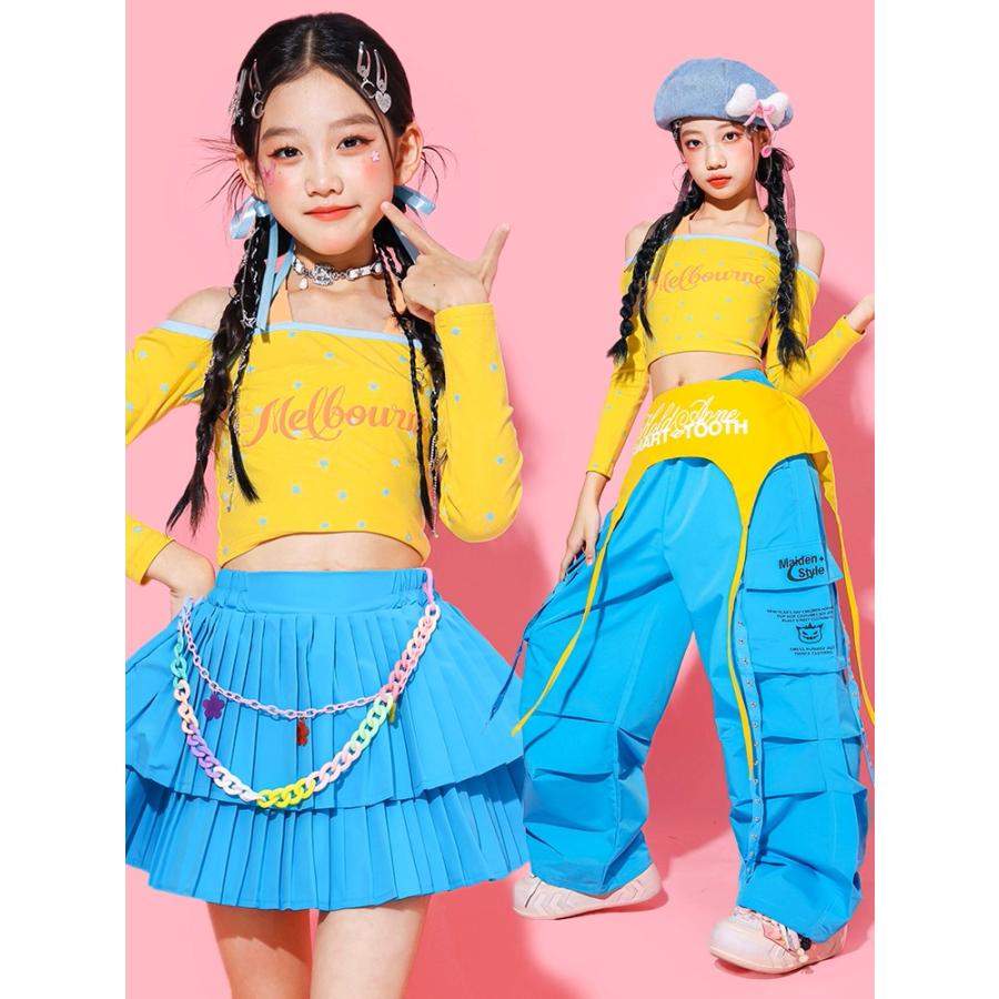 ダンス衣装 キッズ セットアップ チアダンス ガールズ ヒップホップ