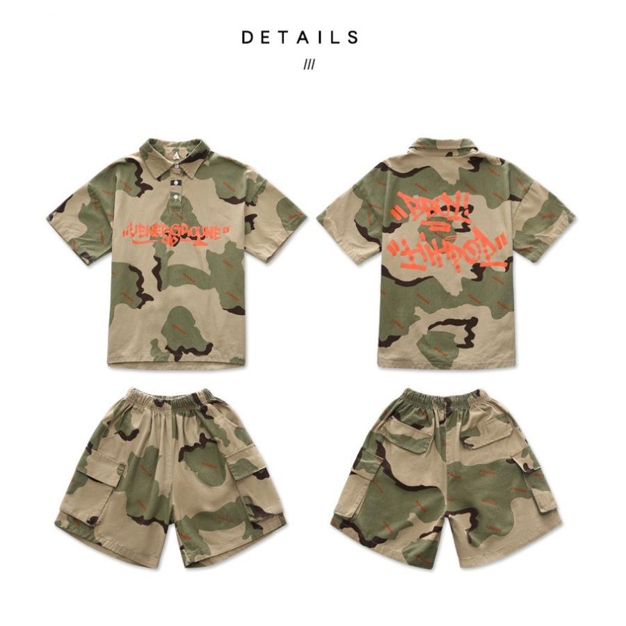 キッズ ヒップホップ ダンス衣装 ファッション セットアップ 韓国 迷彩