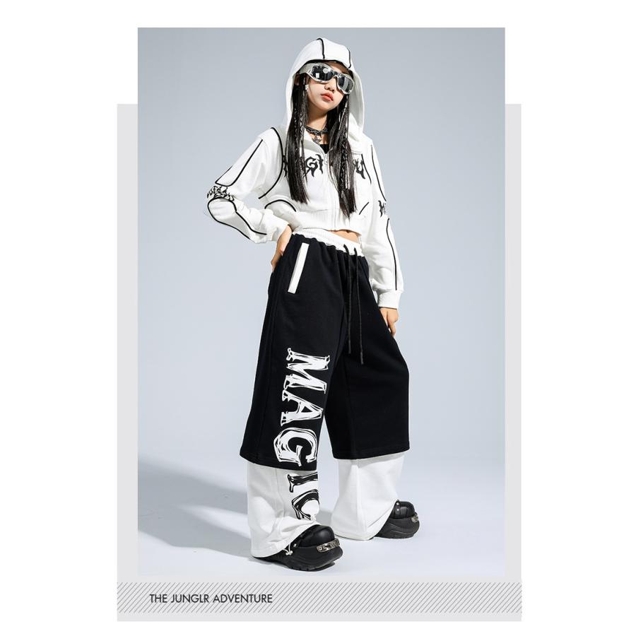 ダンス衣装 セットアップ ガールズ ヒップホップ 衣装 白 黒 K-POP