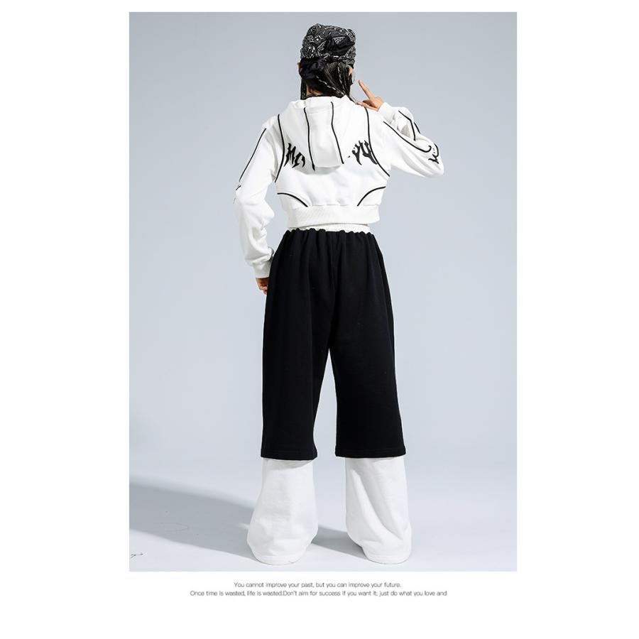 ダンス衣装 セットアップ ガールズ ヒップホップ 衣装 白 黒 K-POP