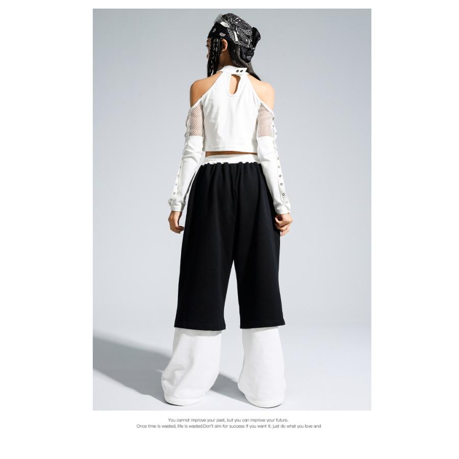 ダンス衣装 セットアップ ガールズ ヒップホップ 衣装 白 黒 K-POP