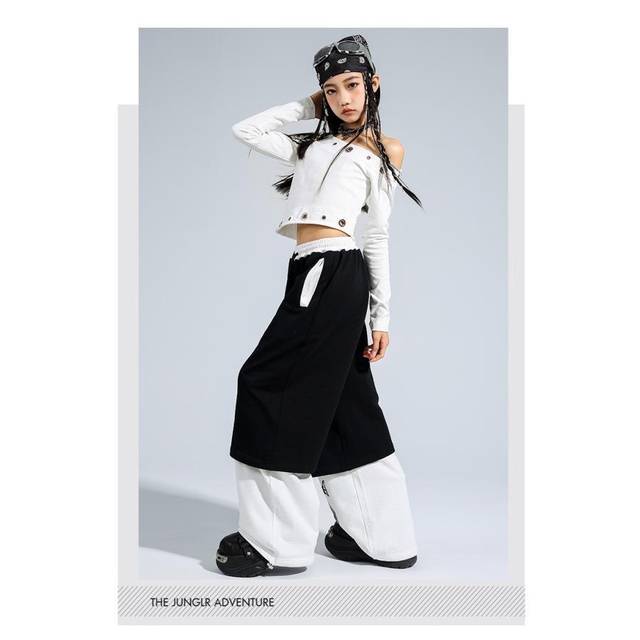 ダンス衣装 セットアップ ガールズ ヒップホップ 衣装 白 黒 K-POP