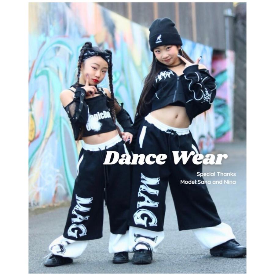 ダンス衣装 セットアップ ガールズ ヒップホップ 衣装 黒 白 K-POP