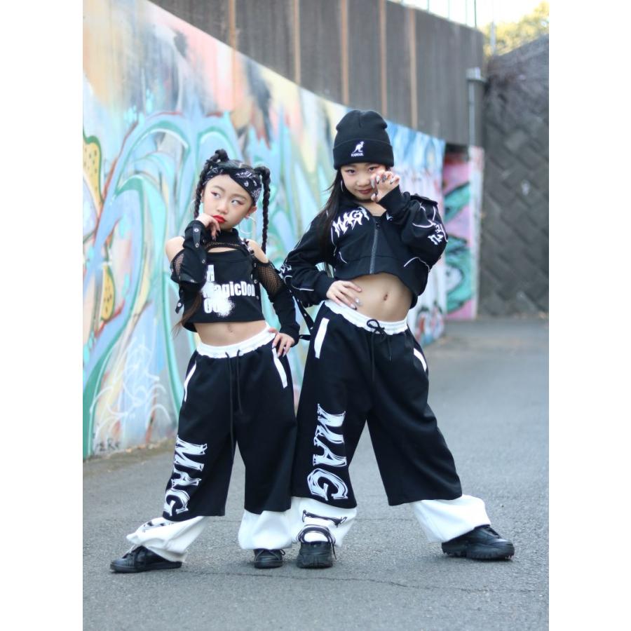 ダンス衣装 セットアップ ガールズ ヒップホップ 衣装 黒 白 K-POP