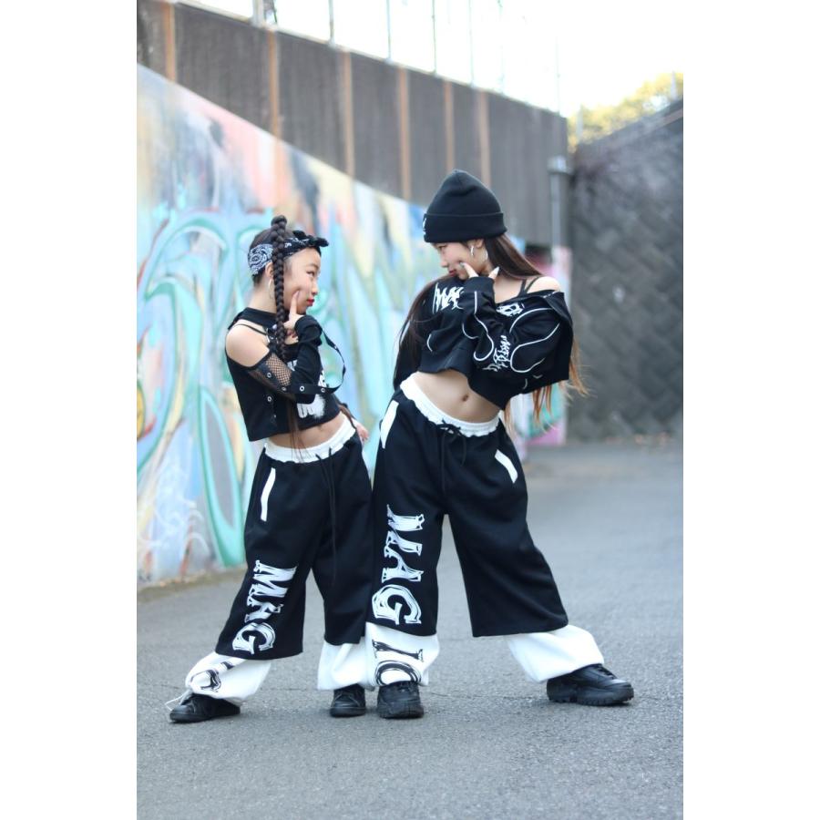 ダンス衣装 セットアップ ガールズ ヒップホップ 衣装 黒 白 K-POP
