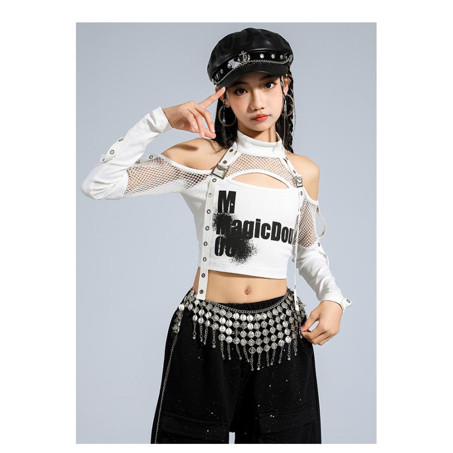 ダンス衣装 セットアップ ガールズ ヒップホップ 衣装 赤 黒 白 K-POP