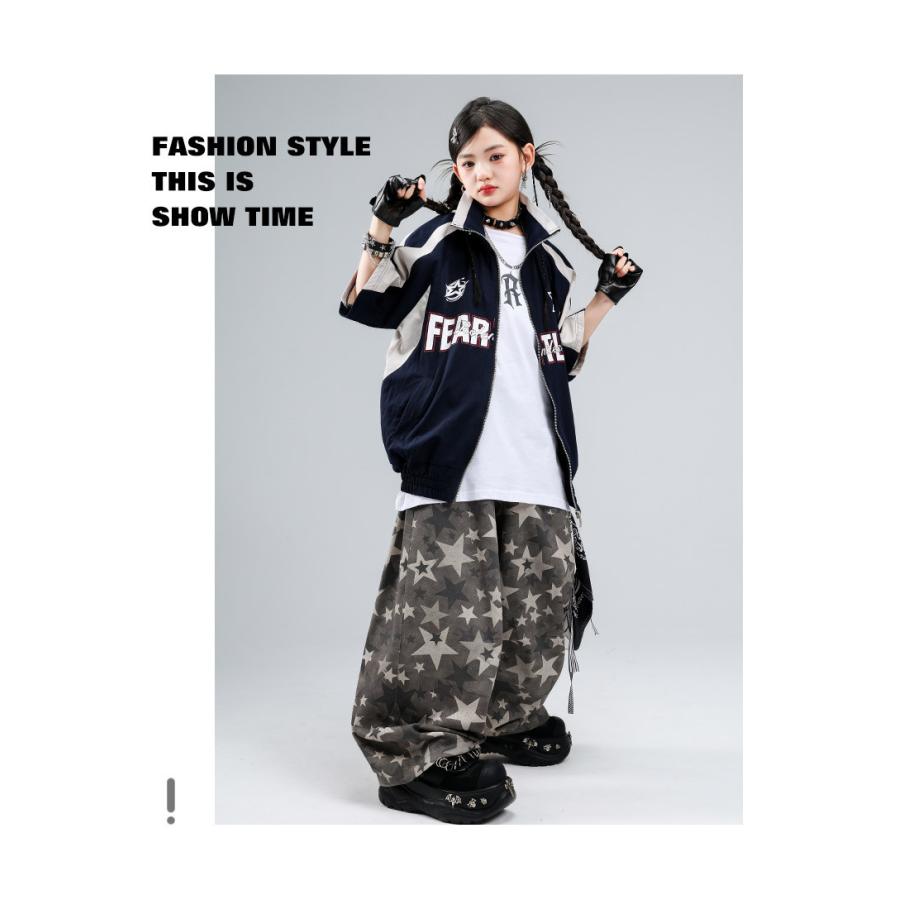 キッズダンス衣装 セットアップ ヒップホップ ダンス衣装 ジップアップ