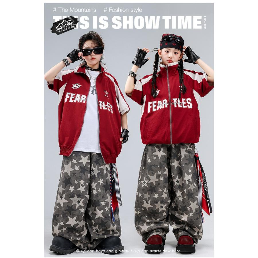 キッズダンス衣装 セットアップ ヒップホップ ダンス衣装 ジップアップ