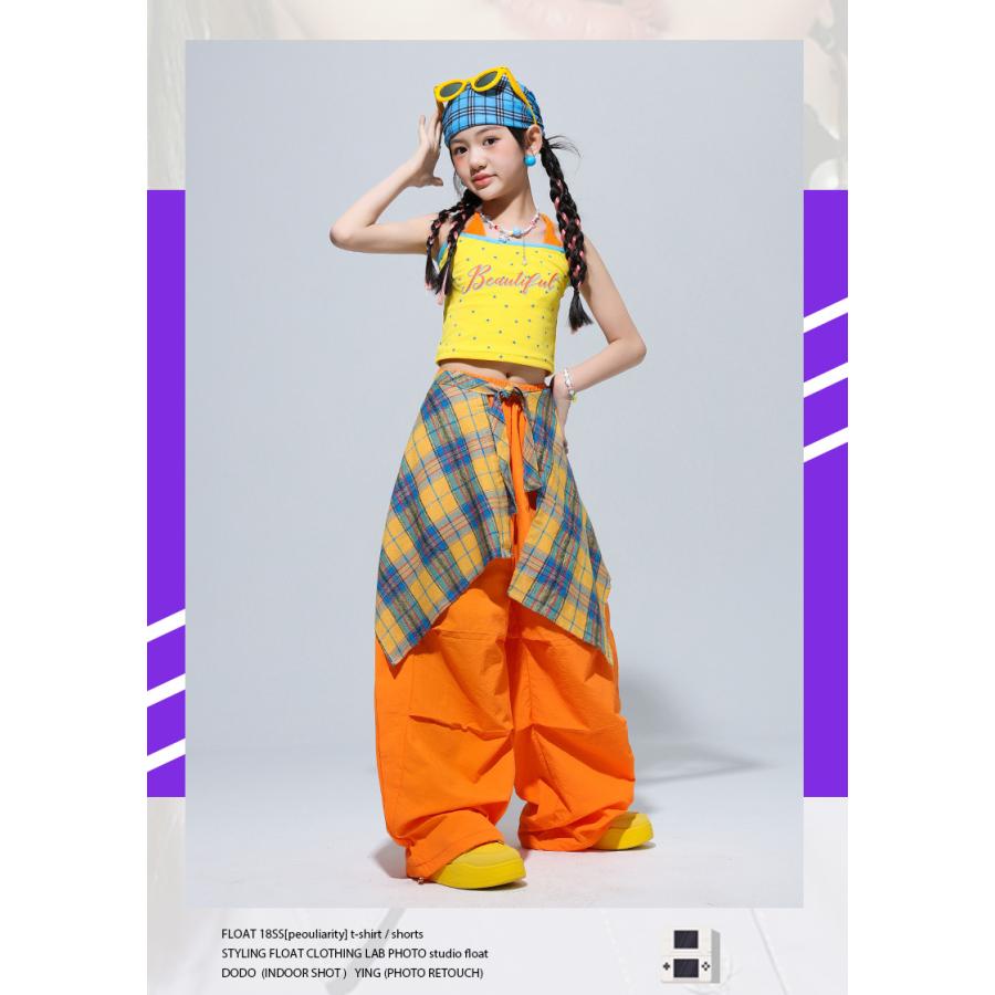 ダンス衣装 キッズ セットアップ ガールズ ヒップホップ 衣装 ドット