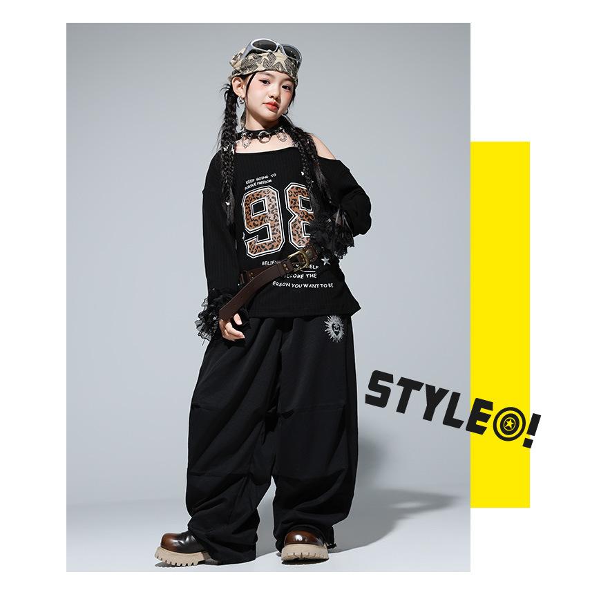 キッズダンス衣装 セットアップ ヒップホップ 衣装 ガールズ ヒョウ柄