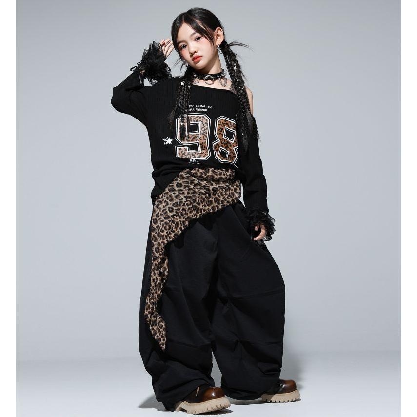 キッズダンス衣装 セットアップ ヒップホップ 衣装 ガールズ ヒョウ柄