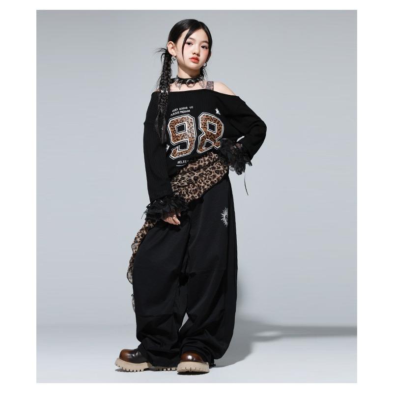 キッズダンス衣装 セットアップ ヒップホップ 衣装 ガールズ ヒョウ柄