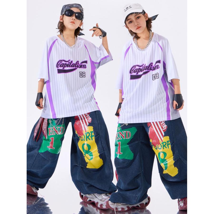 ベースボールシャツ ダンス衣装 キッズ ヒップホップ ファッション