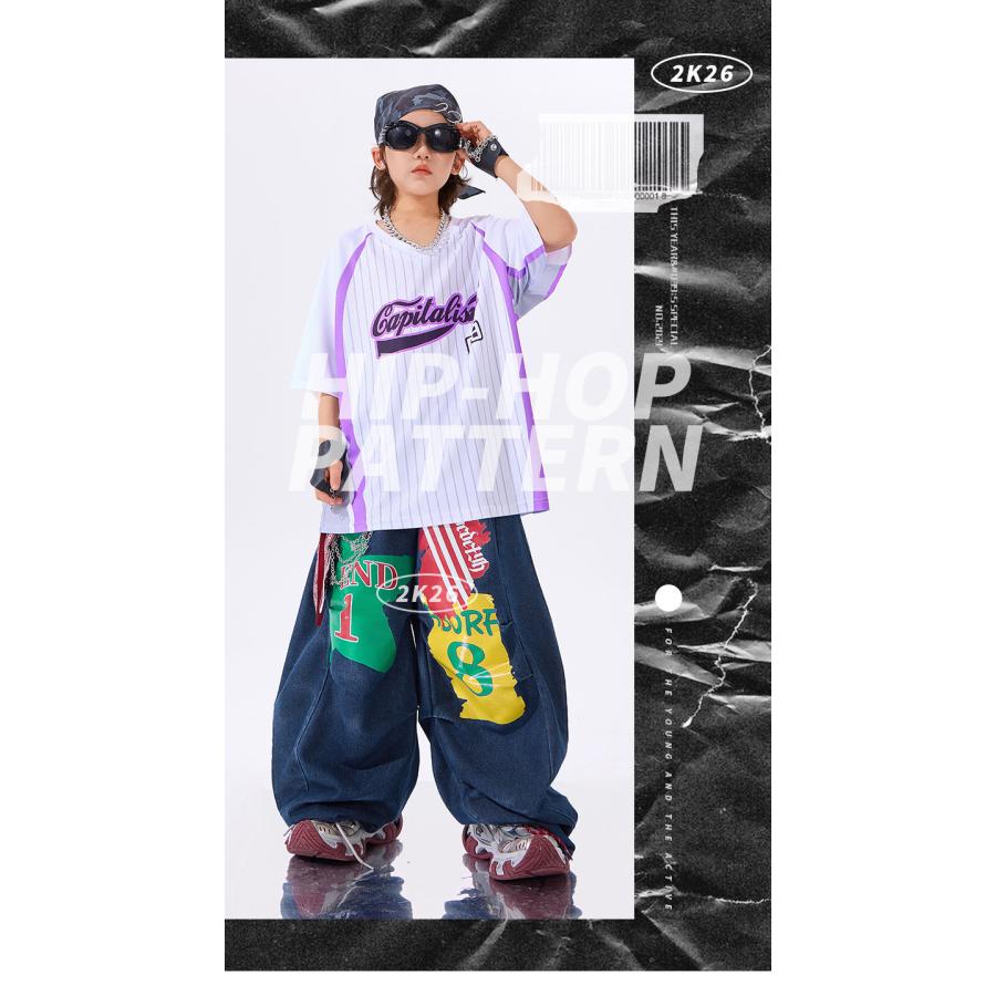 ベースボールシャツ ダンス衣装 キッズ ヒップホップ ファッション