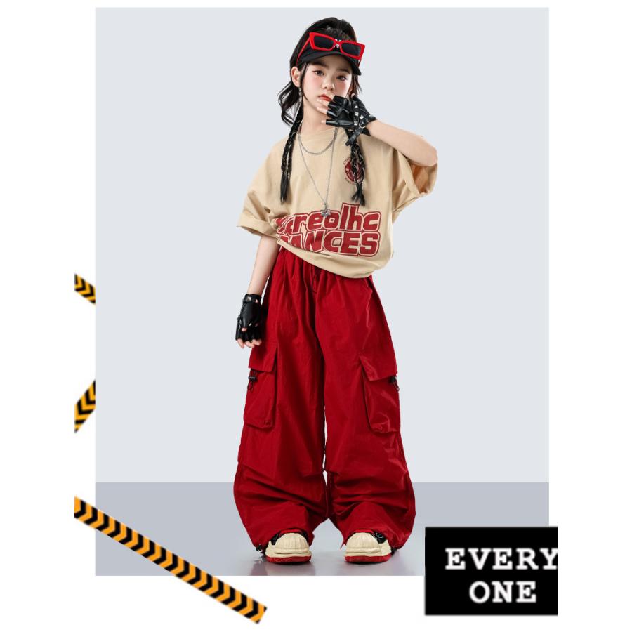 キッズダンス衣装 セットアップ ナンバリングTシャツ チェックパンツ