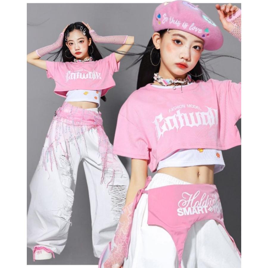 キッズダンス衣装 セットアップ ガールズ ヒップホップ 衣装 K-POP