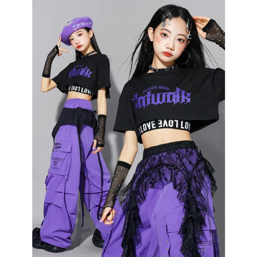 キッズダンス衣装 セットアップ ガールズ ヒップホップ 衣装 K-POP