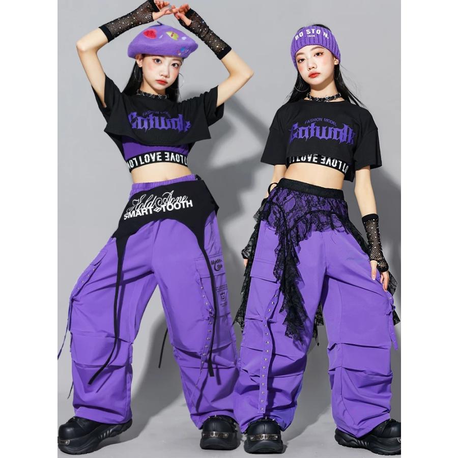 キッズダンス衣装 セットアップ ガールズ ヒップホップ 衣装 K-POP