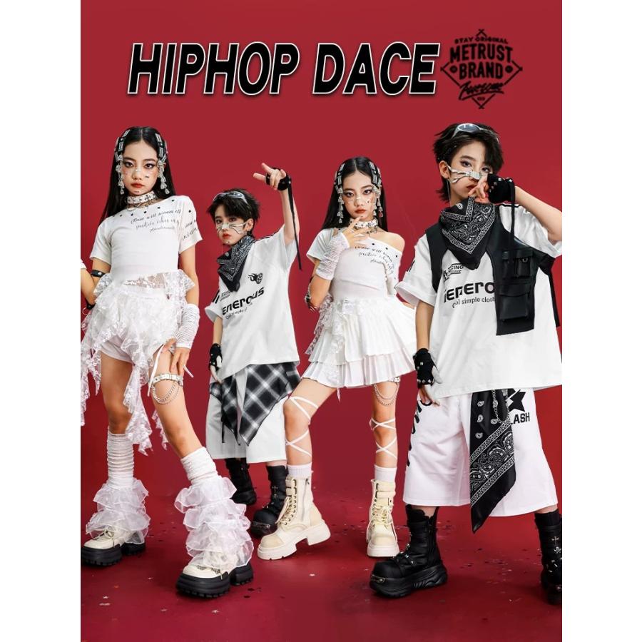 ダンス衣装 ガールズ 衣装 白 K-POP 韓国 ジャズ キッズダンス衣装